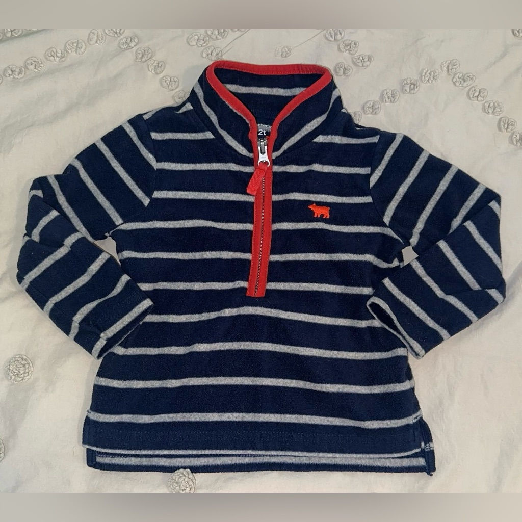 Carter’s 2t Navy/Gray Fleece Striped Pullover